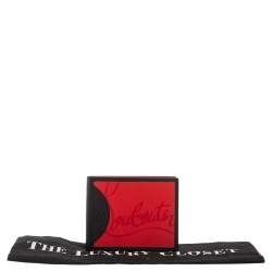 Pre Owned Christian Louboutin Black/Red Leather and Rubber Coolcard Sneakers Wallet