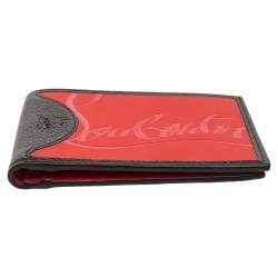 Pre Owned Christian Louboutin Black/Red Leather and Rubber Coolcard Sneakers Wallet