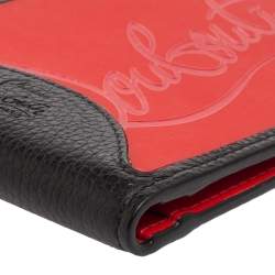 Pre Owned Christian Louboutin Black/Red Leather and Rubber Coolcard Sneakers Wallet