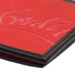 Pre Owned Christian Louboutin Black/Red Leather and Rubber Coolcard Sneakers Wallet