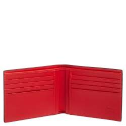 Pre Owned Christian Louboutin Black/Red Leather and Rubber Coolcard Sneakers Wallet