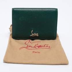 Pre Owned Christian Louboutin Green/Red Leather Flap Card Case