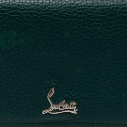 Pre Owned Christian Louboutin Green/Red Leather Flap Card Case