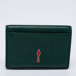 Pre Owned Christian Louboutin Green/Red Leather Flap Card Case