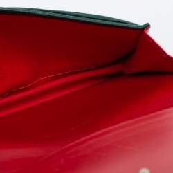 Pre Owned Christian Louboutin Green/Red Leather Flap Card Case