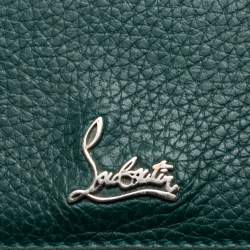 Pre Owned Christian Louboutin Green/Red Leather Flap Card Case