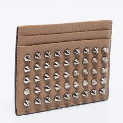 Christian Louboutin Beige Leather Spiked Card Holder
