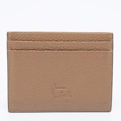 Christian Louboutin Beige Leather Spiked Card Holder