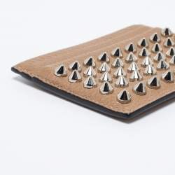 Christian Louboutin Beige Leather Spiked Card Holder