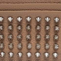 Christian Louboutin Beige Leather Spiked Card Holder