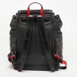 Christian Louboutin Black/Red Leather Studded Explorafunk Backpack