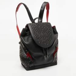 Christian Louboutin Black/Red Leather Studded Explorafunk Backpack