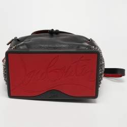 Christian Louboutin Black/Red Leather Studded Explorafunk Backpack