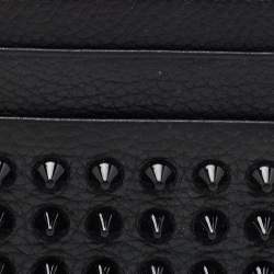 Pre Owned Christian Louboutin Black Leather Studded Kios Card Holder