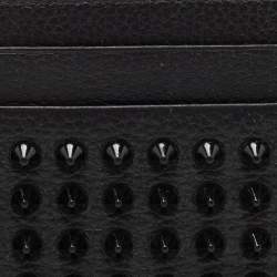 Pre Owned Christian Louboutin Black Leather Studded Kios Card Holder
