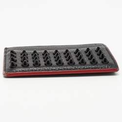 Pre Owned Christian Louboutin Black Leather Studded Kios Card Holder