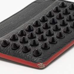 Pre Owned Christian Louboutin Black Leather Studded Kios Card Holder