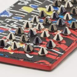 Christian Louboutin Multicolor Graffiti Leather Spike Card Holder