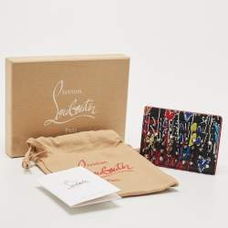 Christian Louboutin Multicolor Graffiti Leather Spike Card Holder