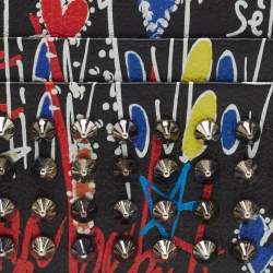 Christian Louboutin Multicolor Graffiti Leather Spike Card Holder