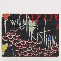 Christian Louboutin Multicolor Graffiti Leather Spike Card Holder