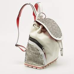 Christian Louboutin White/Red Leather Explorafunk Backpack