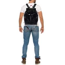 Christian Louboutin Black/Red Croc Embossed Leather and Rubber Explorafunk Backpack