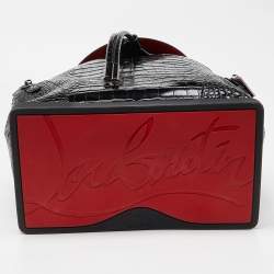 Christian Louboutin Black/Red Croc Embossed Leather and Rubber Explorafunk Backpack