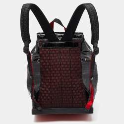 Christian Louboutin Black/Red Croc Embossed Leather and Rubber Explorafunk Backpack