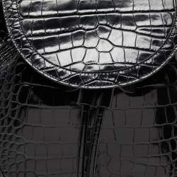 Christian Louboutin Black/Red Croc Embossed Leather and Rubber Explorafunk Backpack