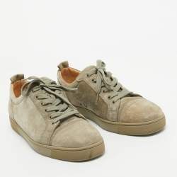 مملوكة مسبقًا Christian Louboutin Grey Suede Low Top Sneakers Size 45.5