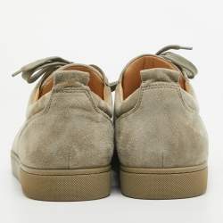 مملوكة مسبقًا Christian Louboutin Grey Suede Low Top Sneakers Size 45.5