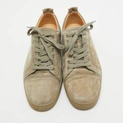 مملوكة مسبقًا Christian Louboutin Grey Suede Low Top Sneakers Size 45.5