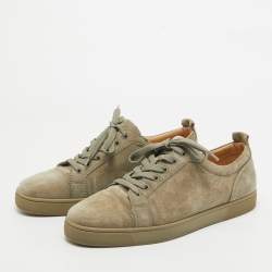 مملوكة مسبقًا Christian Louboutin Grey Suede Low Top Sneakers Size 45.5
