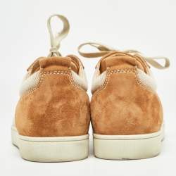 Christian Louboutin Beige/Brown Canvas and Suede Rantulow Sneakers Size 45