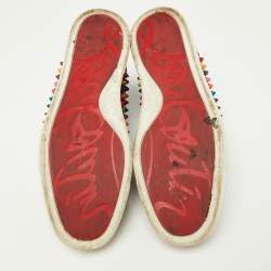 Christian Louboutin Black Patent and Leather Multicolor Spikes Louis Sneakers Size 42