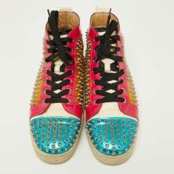 Christian Louboutin Multicolor Metallic Leather Louis Spikes Sneakers Size 43