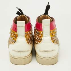 Christian Louboutin Multicolor Metallic Leather Louis Spikes Sneakers Size 43