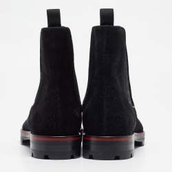 Christian Louboutin Black Suede Melon Spikes Ankle Boots Size 43