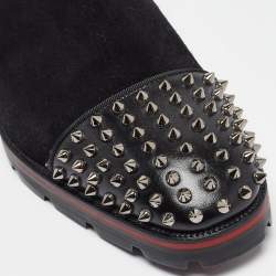 Christian Louboutin Black Suede Melon Spikes Ankle Boots Size 43