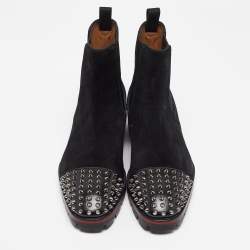 Christian Louboutin Black Suede Melon Spikes Ankle Boots Size 43