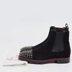 Christian Louboutin Black Suede Melon Spikes Ankle Boots Size 43