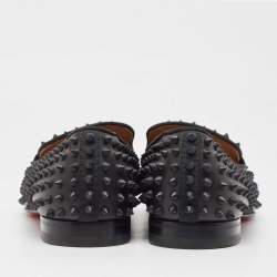 Pre Owned Louboutin Louboutin Black Leather Dandelion Spikes Loafers Size 42.5