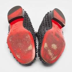 Pre Owned Louboutin Louboutin Black Leather Dandelion Spikes Loafers Size 42.5