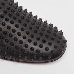 Pre Owned Louboutin Louboutin Black Leather Dandelion Spikes Loafers Size 42.5