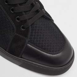 Christian Louboutin Black Leather and Mesh Fun Rantulow Sneakers Size 45