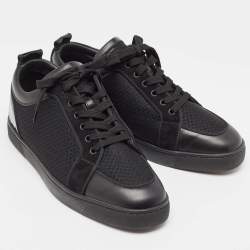 Christian Louboutin Black Leather and Mesh Fun Rantulow Sneakers Size 45