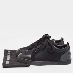 Christian Louboutin Black Leather and Mesh Fun Rantulow Sneakers Size 45