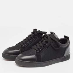 Christian Louboutin Black Leather and Mesh Fun Rantulow Sneakers Size 45