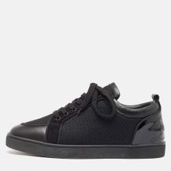Christian Louboutin Black Leather and Mesh Fun Rantulow Sneakers Size 45